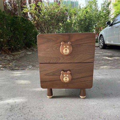 全实木床头柜小户型家用榉木储物柜简约现代儿童卡通收纳柜床边柜