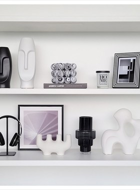 样板间现代家居软装饰品书柜玄关相架挂画创意几何陶瓷摆件ZH3076