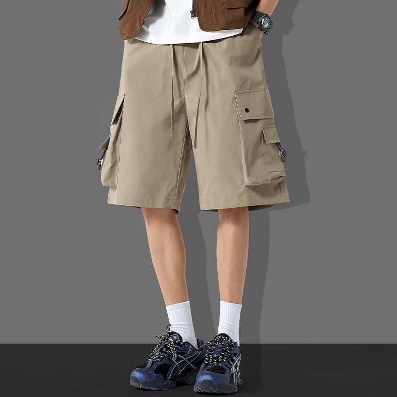 美式复古工装短裤男夏季潮牌宽松大码直筒中裤男士速干运动五分裤