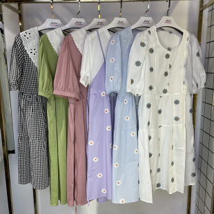 哺乳连衣裙夏季 产前产后怀孕期上衣裙子辣妈哺乳期外出 纯棉孕妇装