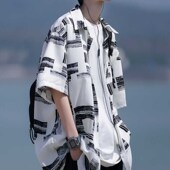 衬衫 衬衣大码 男2025夏季 冰丝短袖 半截袖 男士 男装 宽松男生外套上衣