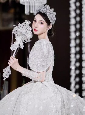 婚礼权杖蓝色白色高级感diy材料包送闺蜜手工制作新娘结婚手捧花