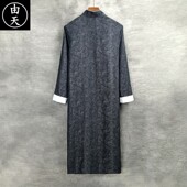 男士 外套 长袍长款 中国风棉麻长衫 立领斜襟民国相声演出服复古中式