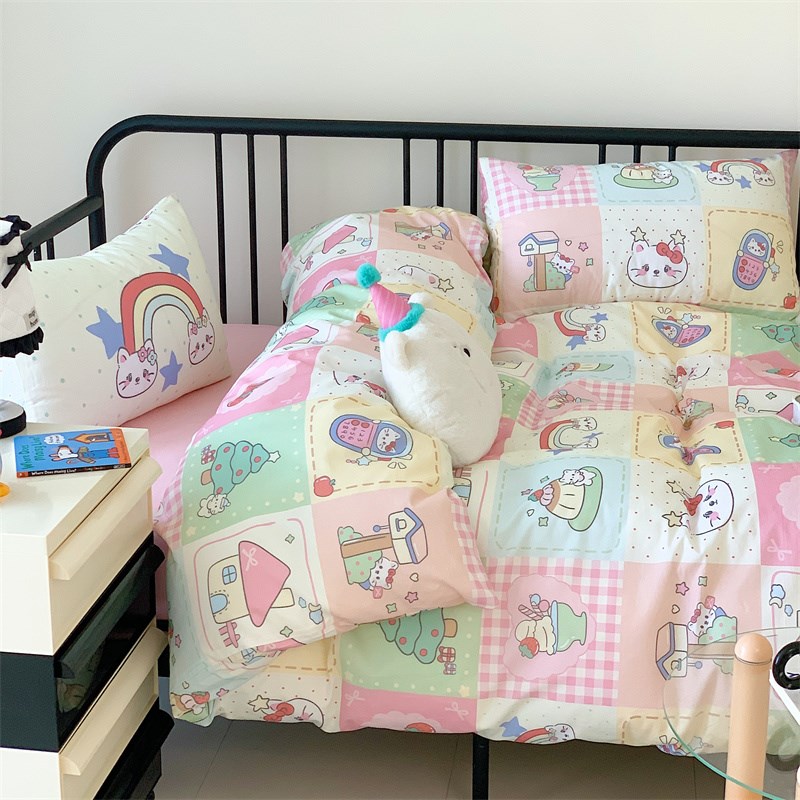 可爱萌趣纯棉四件套100全棉卡通被套床笠床单宿舍三件套床上用品4
