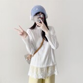 蕾丝花边长袖 打底衫 韩系蕾丝长袖 叠穿屁帘 T恤冬季 休闲气质上衣女
