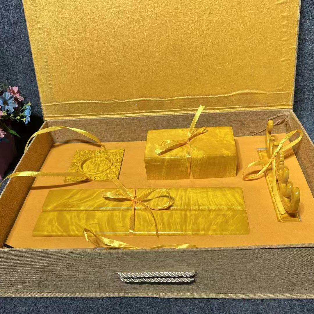 金丝楠木阴沉木文房四宝五件套满水波木制品木质工艺品闪电纹摆件