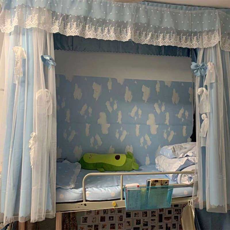 宿舍遮挡帘床帘上铺女生下铺男寝室强遮光学生蚊帐一体式u型支架