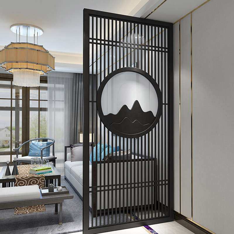 源头工厂酒店艺术屏风铁艺金属隔断 现代中式客厅不锈钢屏风隔断