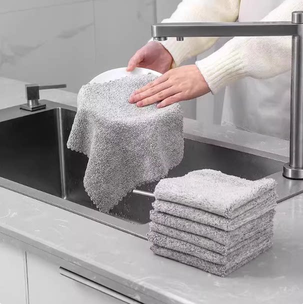 加厚竹炭纤维洗碗布厨房抹布去油不沾油不掉毛吸水洗碗巾百洁布