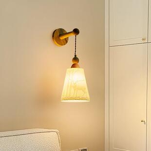 卧室床头壁灯吊灯北欧新款小吊灯中道原木中式墙壁走廊楼梯过古风