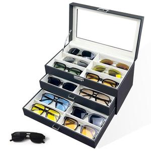 墨镜太阳镜收纳展示盒三层18位眼镜收纳展示箱家用收藏盒跨境爆款