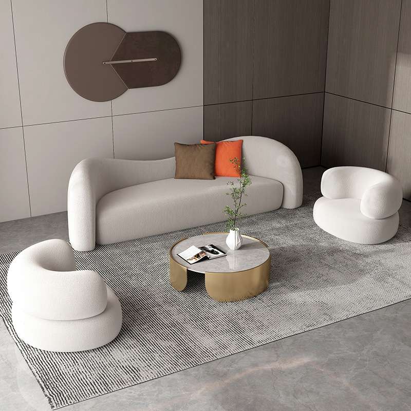 北欧布艺沙发家用简约弧形小沙发客厅办公室接待会客科技布沙发椅