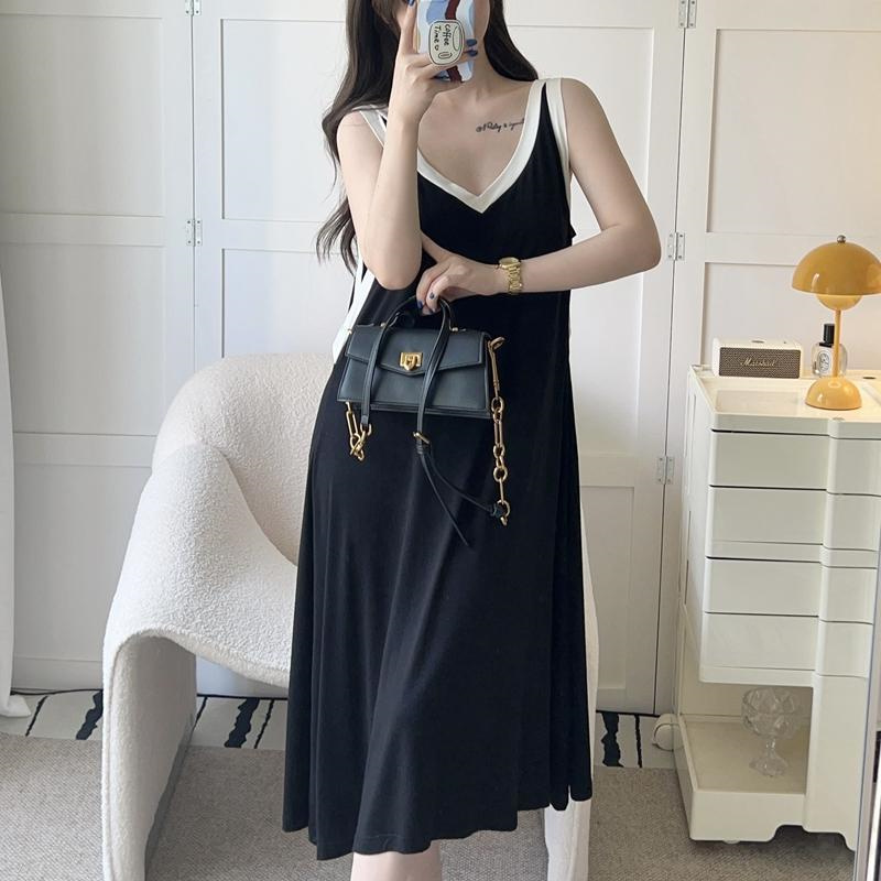 胖MM300斤大尺码无袖V领睡裙女薄款休闲夏季宽松可外穿吊带洋装