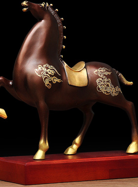 彩铜马到成功摆件前程似锦招财马生肖家居客厅电视柜玄关装饰品