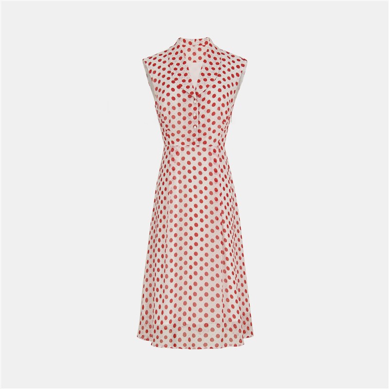 蓝玫瑰大码女装夏季新款经典波点印花复古翻领无袖连衣裙清凉一夏