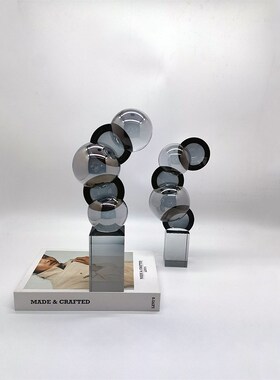 书架装饰软装现代简约黑色装饰品书镇样板房售楼处摆设客厅摆件