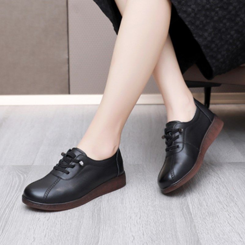 妈妈鞋子皮鞋真皮软底软面舒适女鞋新款深口防滑平底牛筋底单鞋女,女鞋,深口单鞋,淘宝优惠券,粉丝福利购,淘宝优惠卷