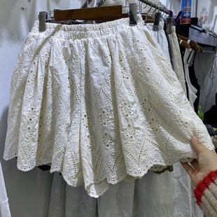 宽松阔腿镂空a字热裤 胖mm特大码 裙女夏季 300斤蕾丝短裤 半身裙子