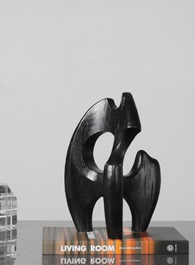 现代简约黑色抽象几何摆件软装饰品客厅玄关售楼处样板房间摆设品