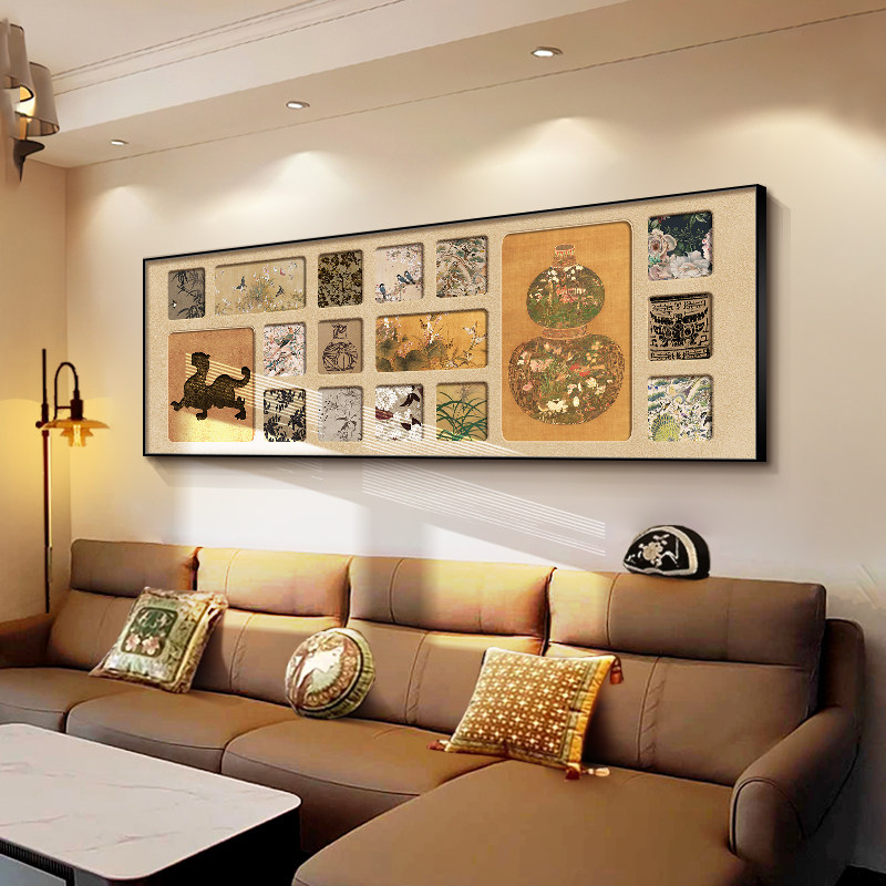 复古客厅装饰画新款美拉德横幅壁画高级感沙发背景墙挂画卧室墙画,家居饰品,现代装饰画,淘宝优惠券,粉丝福利购,淘宝优惠卷