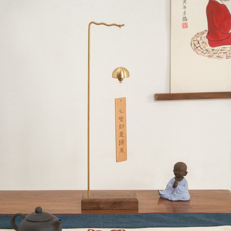 实木黄铜风铃支架 多功能桌面风铃架子 毛笔首饰架笔挂装饰摆件,家居饰品,桌面摆件,淘宝优惠券,粉丝福利购,淘宝优惠卷
