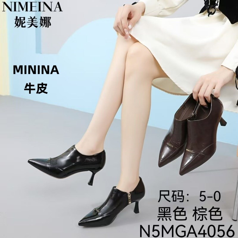 纯皮尖头高帮高跟鞋女软底软面气质淑女法式轻奢5厘米细跟单鞋春