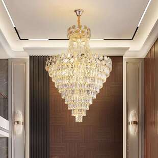 复式楼客厅大吊灯现代奢华别墅酒店大厅楼梯灯轻奢时尚K9水晶吊灯