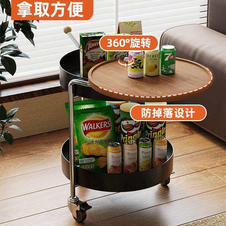 中古小推车置物架客厅边几可移动小茶几沙发边桌KTV推车铁艺双层