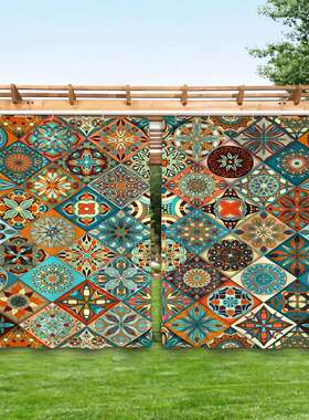 Y2JIT行李箱保护套2pcs Outdoor Hanging Curtain, Bohemian