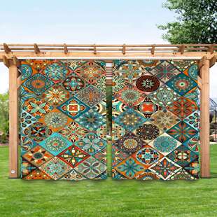 Y2JIT行李箱保护套2pcs Outdoor Hanging Curtain, Bohemian