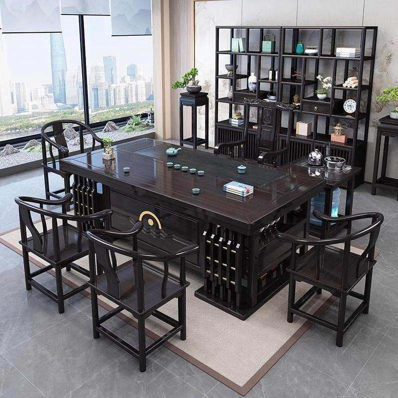 新中式茶桌椅组合办公室茶几实木茶台茶具套装一体家用功夫泡茶台
