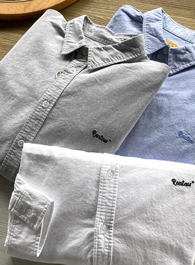 自留推荐!全棉牛津纺!春秋新款男士轻商务休闲长袖衬衫潮19378