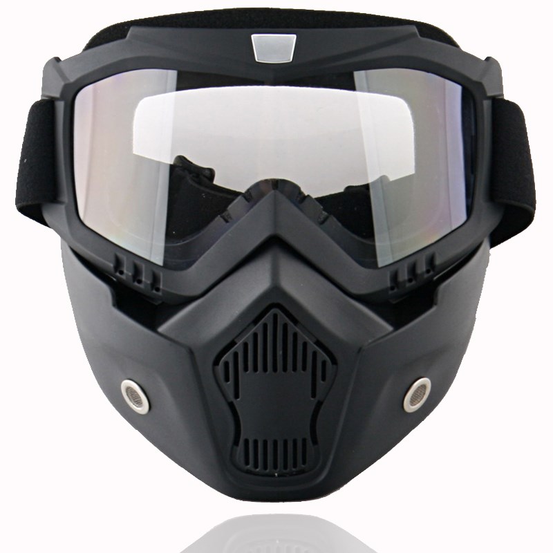 摩托车头盔风镜男个性复古机车半盔一体面罩骑行面具越野护目镜女