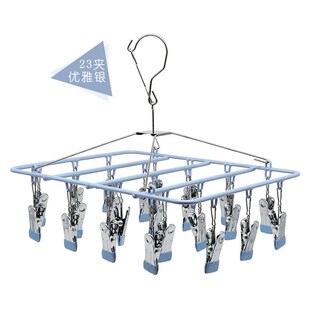 晒袜衣架多夹子23夹宝宝衣服晒架内衣内裤衣架不锈钢防风扣夹架