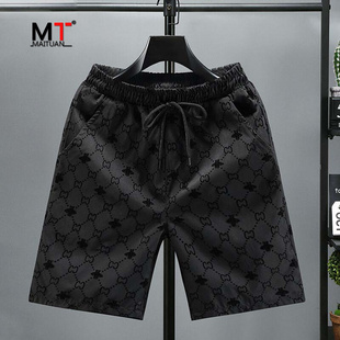 薄款 外穿休闲速干五分裤 子男款 潮牌冰丝短裤 大裤 夏季 沙滩裤 衩 男士