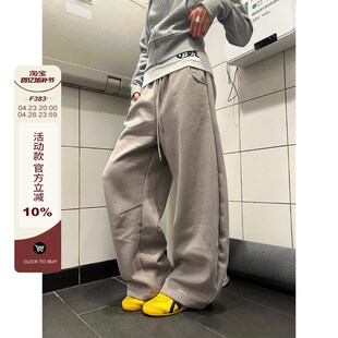 慵懒感口袋卫裤 复古抽绳阔腿柔软长裤 百搭宽松男女 2025美式 F383