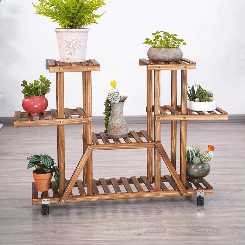实木阳台花架子多层落地可移动绿植绿萝盆栽景架居家好物置物架