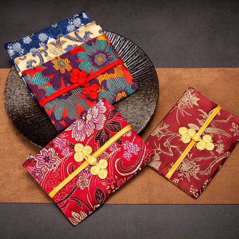 中国风小礼品南京云锦零钱包旗袍盘扣织锦缎随身卡包出国送老外