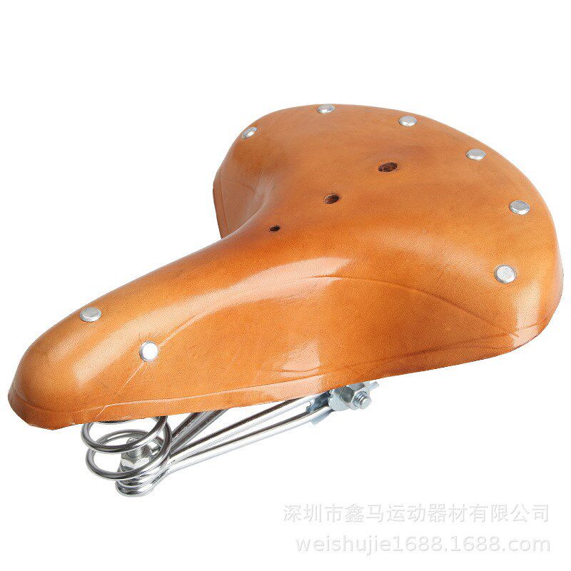 自行车牛皮车座山地车复古鞍座舒适骑行坐垫真牛皮老款式座垫