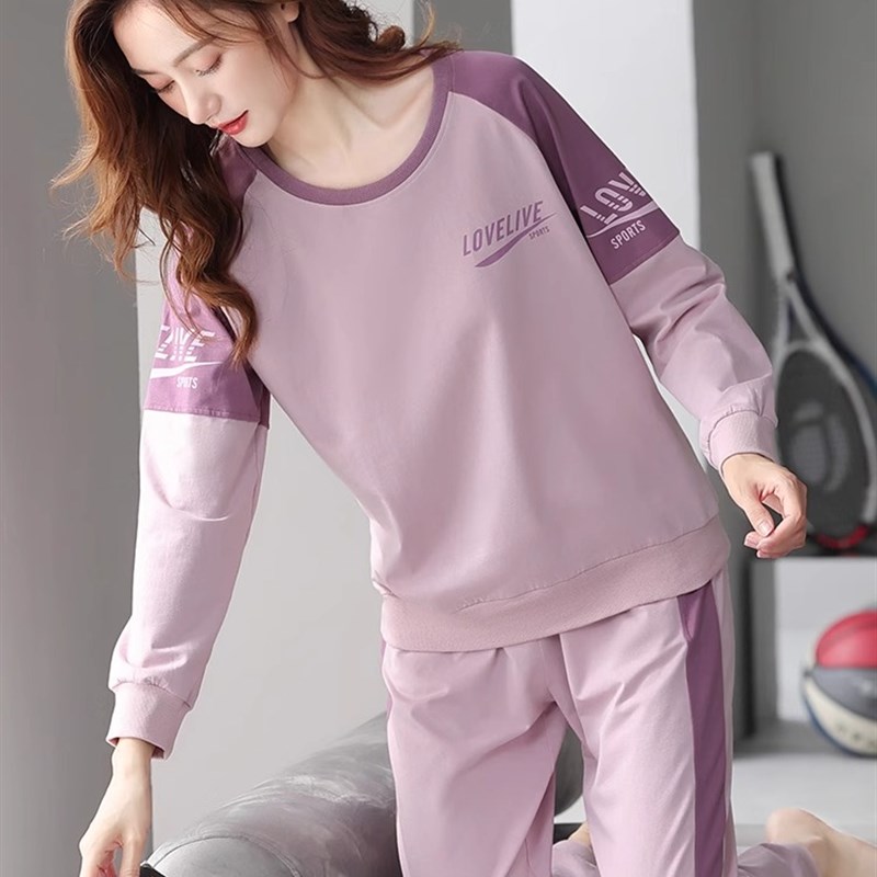 睡衣女款秋季长袖纯棉2024年新款休闲运动高级感家居服春秋款套装