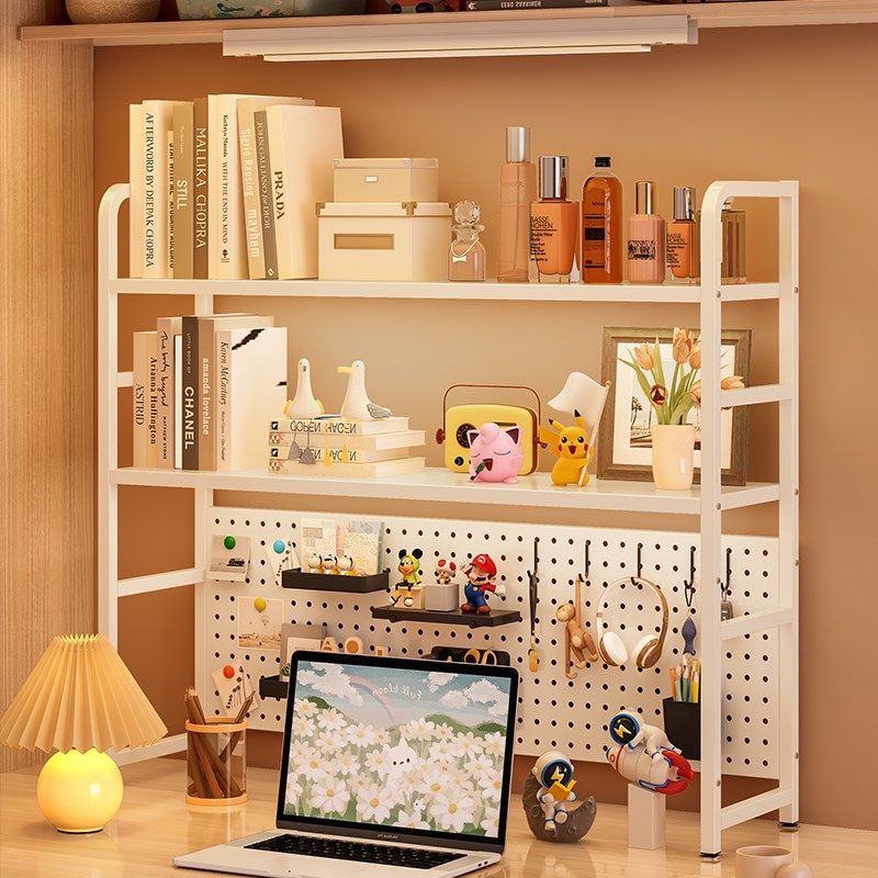 桌面书架多层书桌上洞洞板置物架学生宿舍电脑桌收纳架铁艺储物架