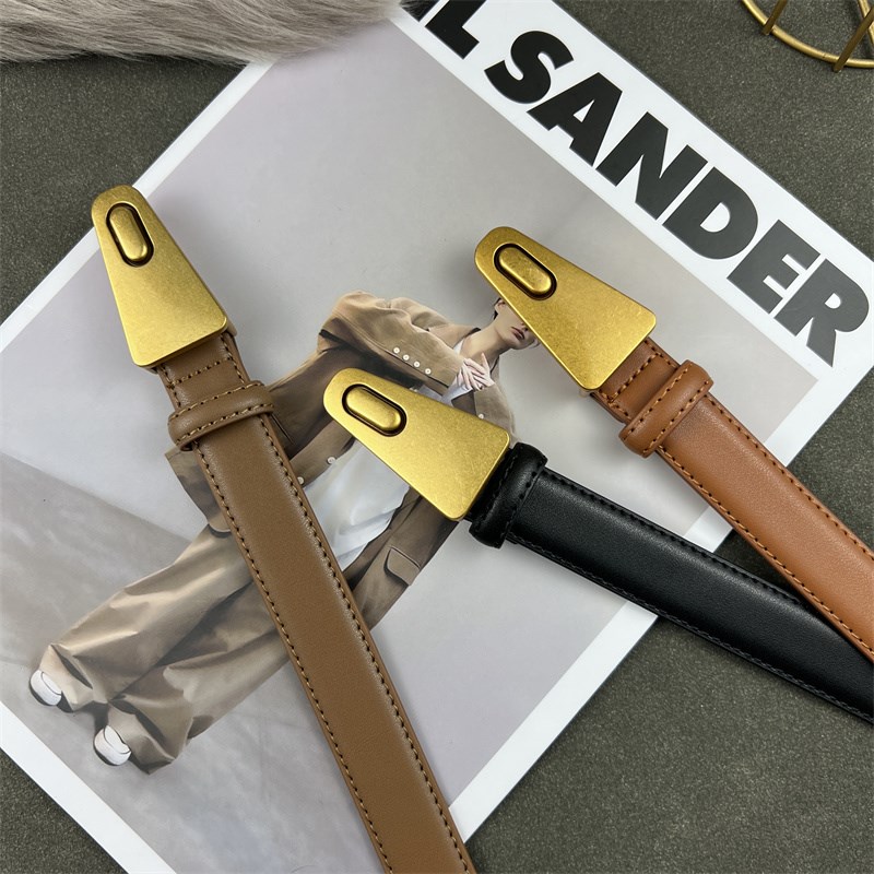 皮带女款真皮时尚百搭束腰装饰西装牛仔裤金色三角扣腰带2024新款
