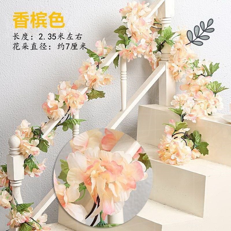 楼梯扶手美化装饰遮丑盖假花藤美容院护栏装饰品栏杆遮挡布置结婚