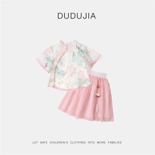 女宝国风汉服套装儿童短袖宝宝中式马面裙女童旗袍裙婴儿古风唐装