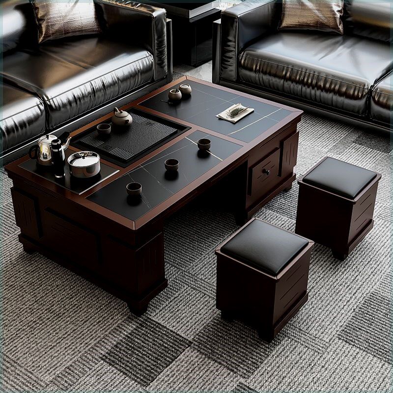 岩板功夫茶几简约现代客厅实木茶具一体式上水办公茶台及简茶几