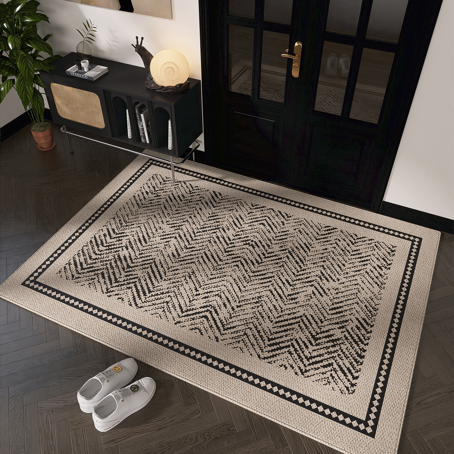 欧式入户门地垫2024新款家用地毯复古风玄关脚垫可裁剪大门口垫子