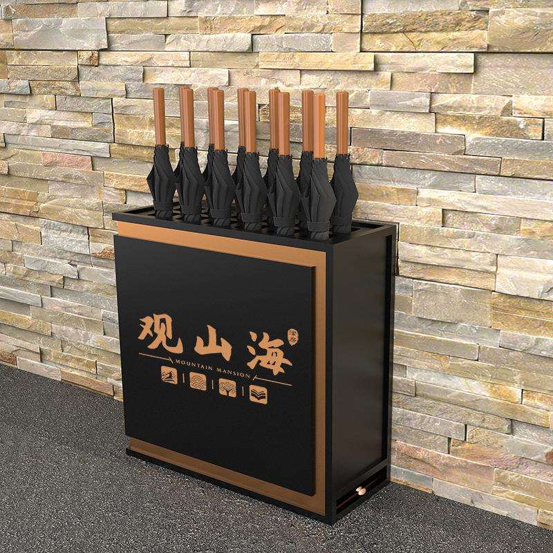 商用铁艺雨伞架广告伞架酒店售楼部商场门口雨伞收纳桶可改