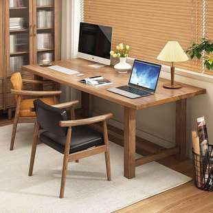 实木书桌白蜡木大板长桌写字台现代简约去客厅化一体工作台泡茶桌