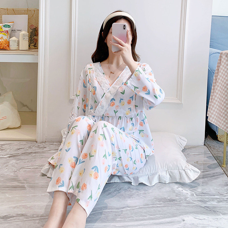 2023新款夏季超薄哺乳睡衣七月份月子服产房小个子棉绸套装夏款