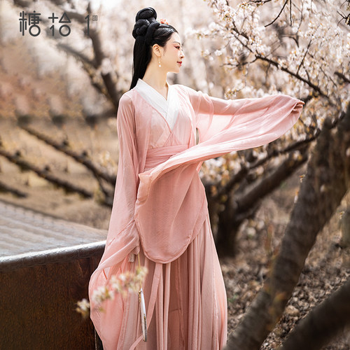 【陌上桃花开】改良汉服女中国风2022年新款古风连衣裙广袖流仙裙